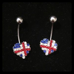 Icelandic flag heart naval (belly) ring/earrings